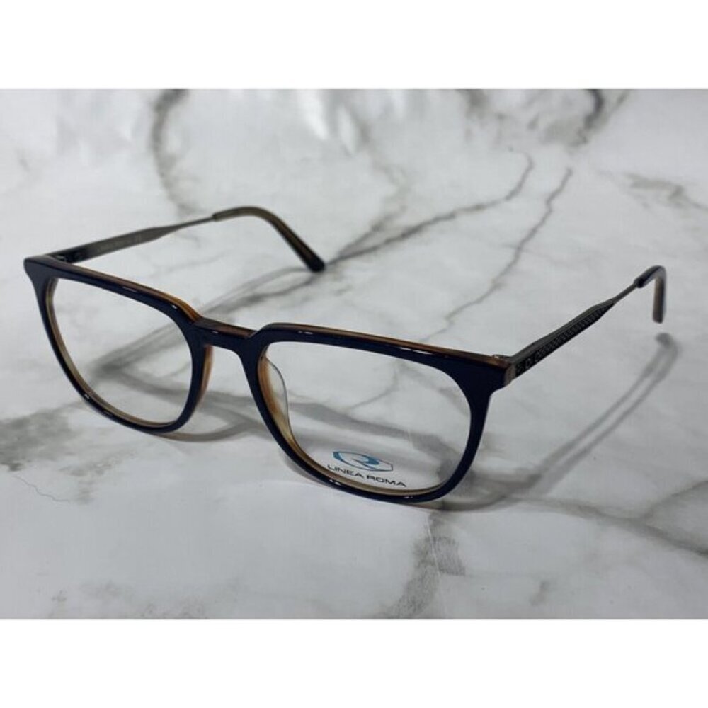 LINEA ROMA CLASS 457 C3 54-18-148 Silver Metal Brown Plastic Glasses Frames